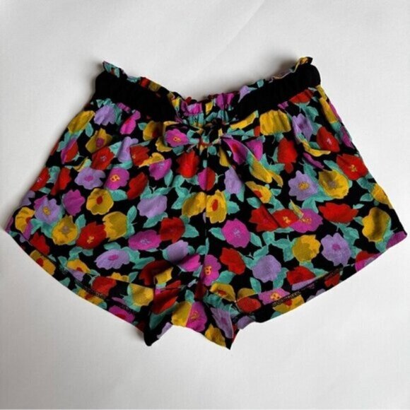 ZARA Tie Waist Orange  Multi Colour Floral Printed  Flowy Mini Shorts Women's XS - Picture 5 of 13